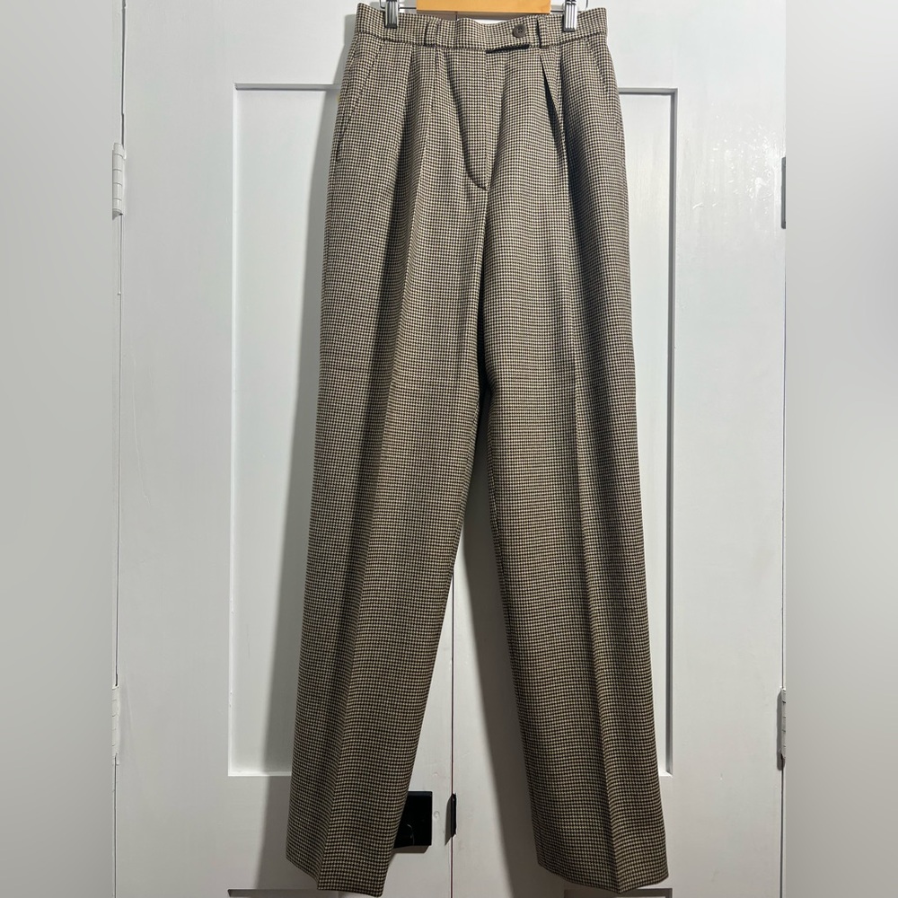 Bernard Zins Rebecca Wool Houndstooth Trousers NWT | High Rise Tailored Pants